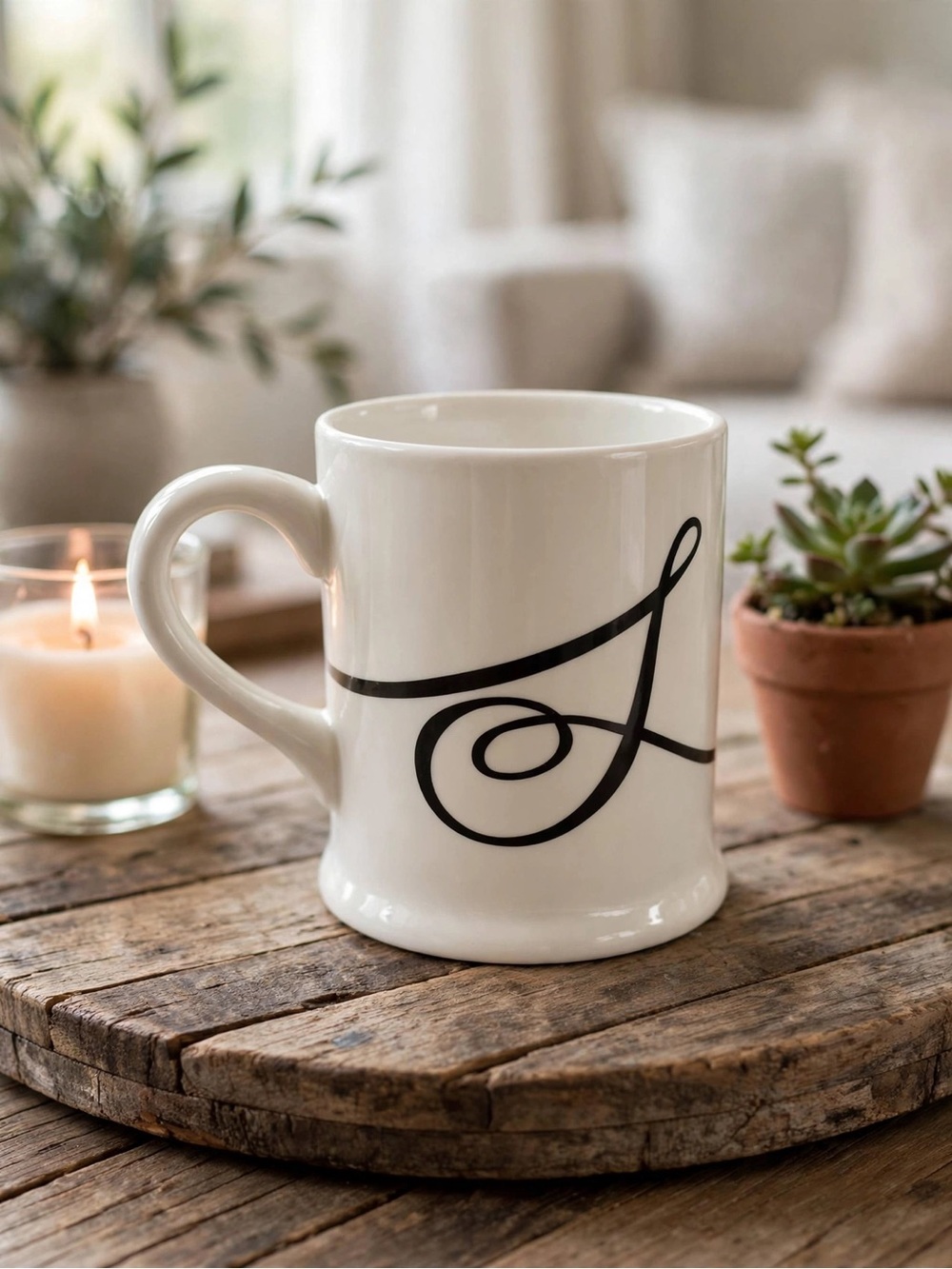 Indigo Monogram “S” Mug